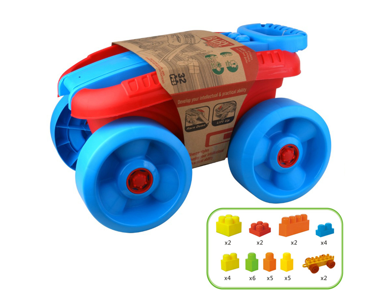 32PCS Building Block Wheelbarrow Toy