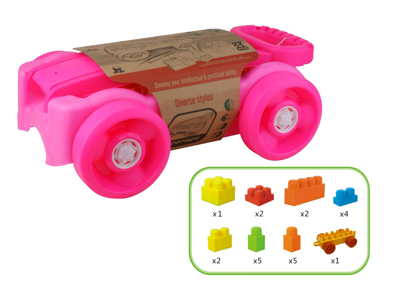 22PCS Building Block Wheelbarrow Toy
