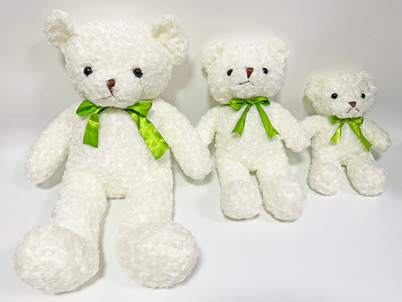 70CM Plush White Twisted Ribbon Bear