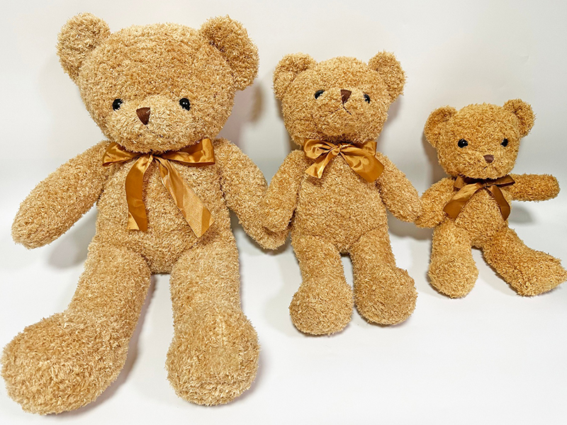 40CM Plush Light Brown Seaweed Ribbon Bear