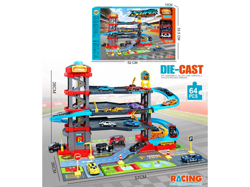 64PCS 4-Story Racing Parking Lot With Lighting And Music