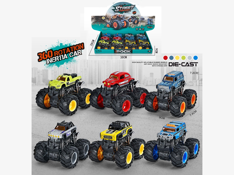 1:64 4Wd Dual Friction Alloy Stunt Large Wheeled Vehicle 12PCS
