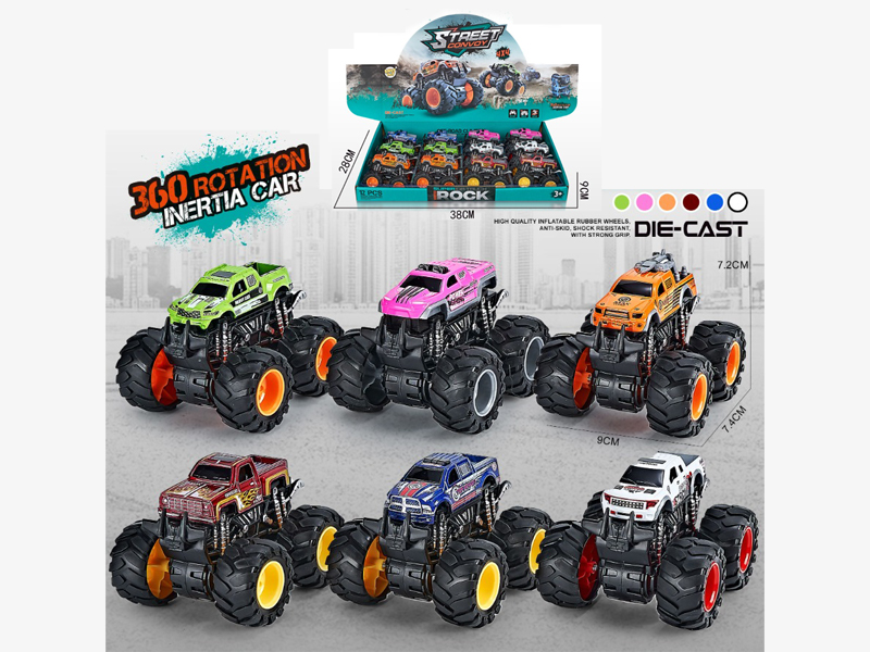 1:64 4Wd Dual Friction Alloy Stunt Large Wheeled Vehicle 12PCS