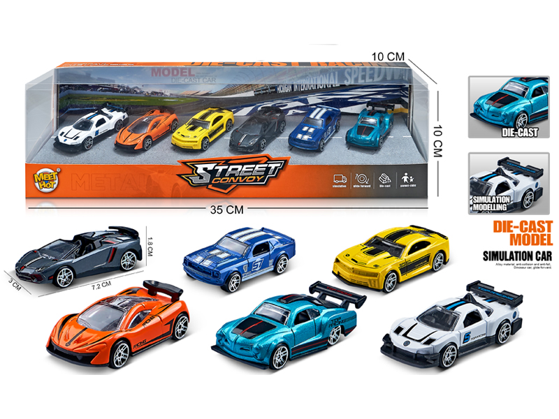 1:64 Slide Alloy Supercar 6PCS