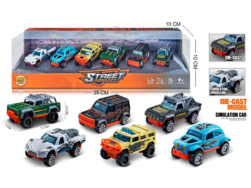 1:64 Slide Alloy Off-Road Vehicle 6PCS