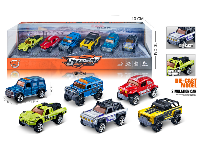 1:64 Slide Alloy Off-Road Vehicle 6PCS