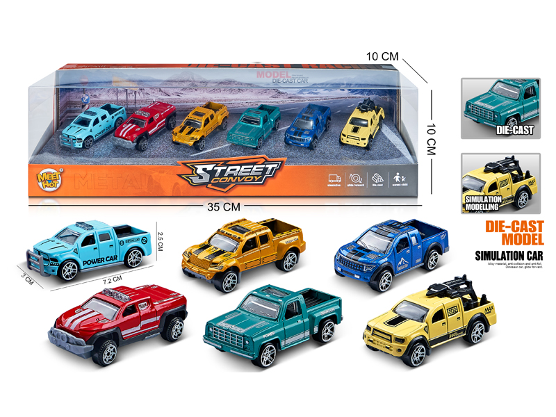 1:64 Slide Alloy Pickup Truck 6PCS