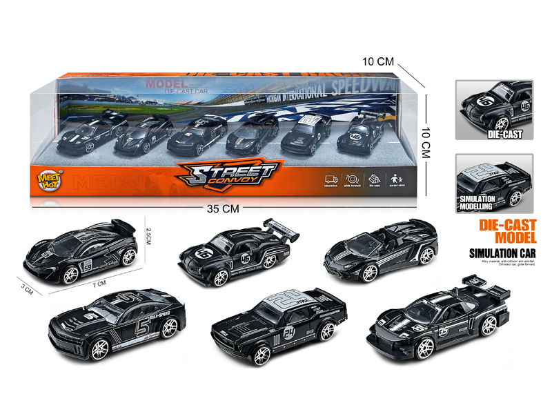1:64 Slide Alloy Supercar 6PCS
