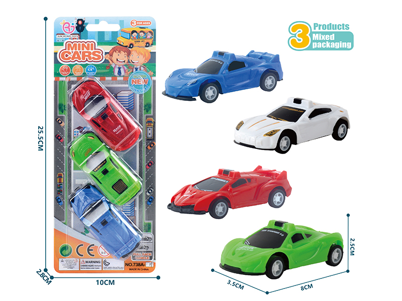 Pull Back Race Cars 3pcs