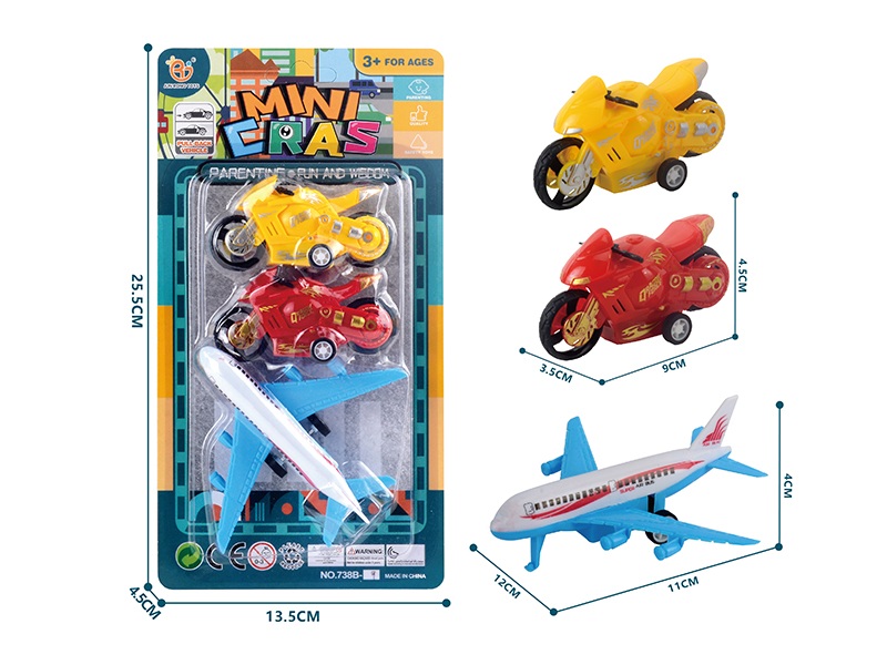 Pull Back Airplane Motorcycles Set
