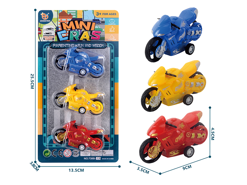 Pull Back Motorcycles 3pcs