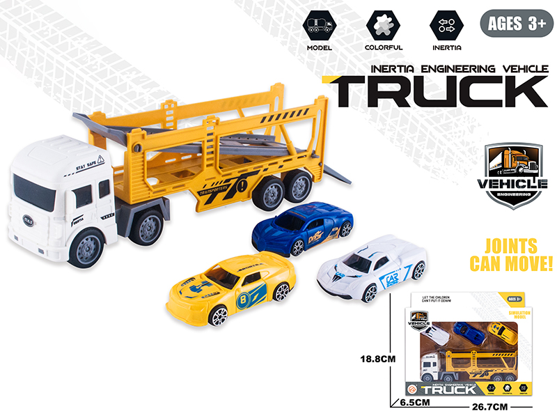 Friction Transport Truck With 3 Small Cars