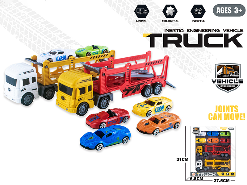 2 Friction Transport Truck With 6 Small Cars