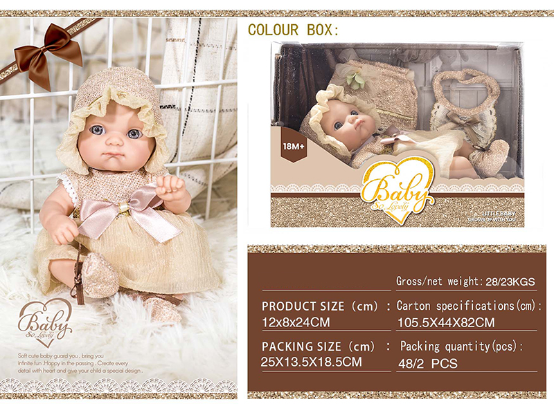 10 Inch Baby Doll With Skirt,Bib