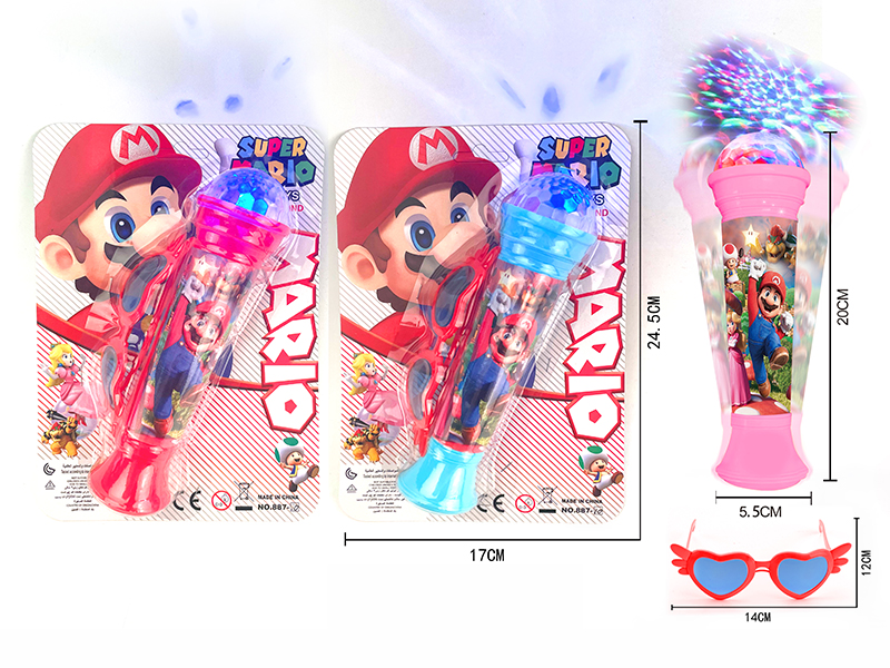 Mario Microphone With Flash Light +Glasses