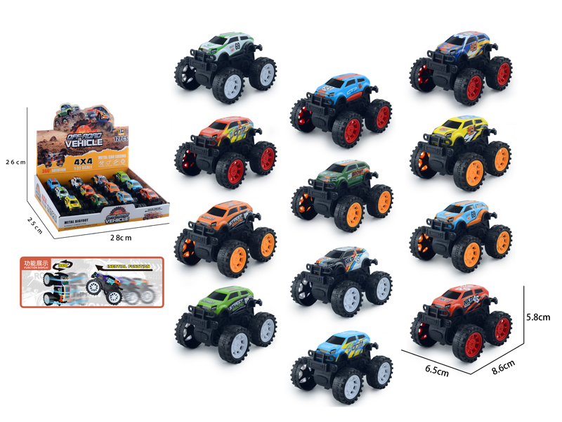 Friction Metal Wheeled Stunt Vehicle 12PCS