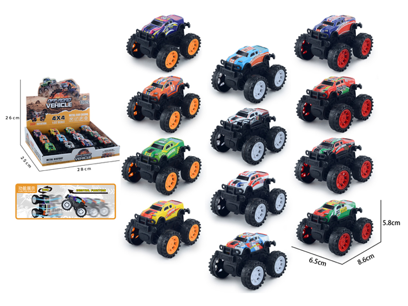 Friction Metal Wheeled Stunt Vehicle 12PCS