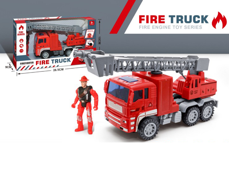 Friction Fire Ladder Truck+Firefighters