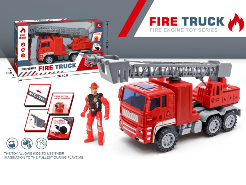 Friction Fire Ladder Vehicle With Water Spray+Firefighter