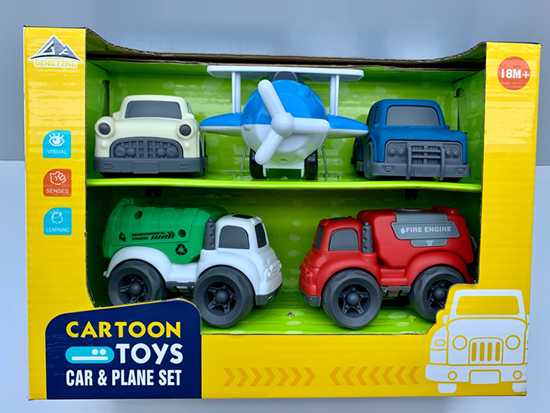 5PCS Friction Cartoon Car Set