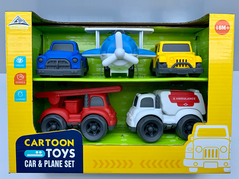 5PCS Friction Cartoon Car Set