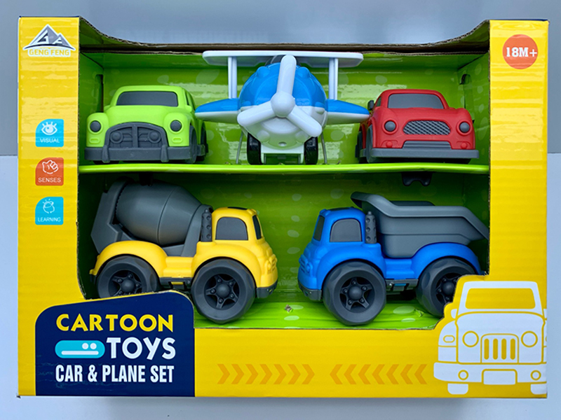5PCS Friction Cartoon Car Set