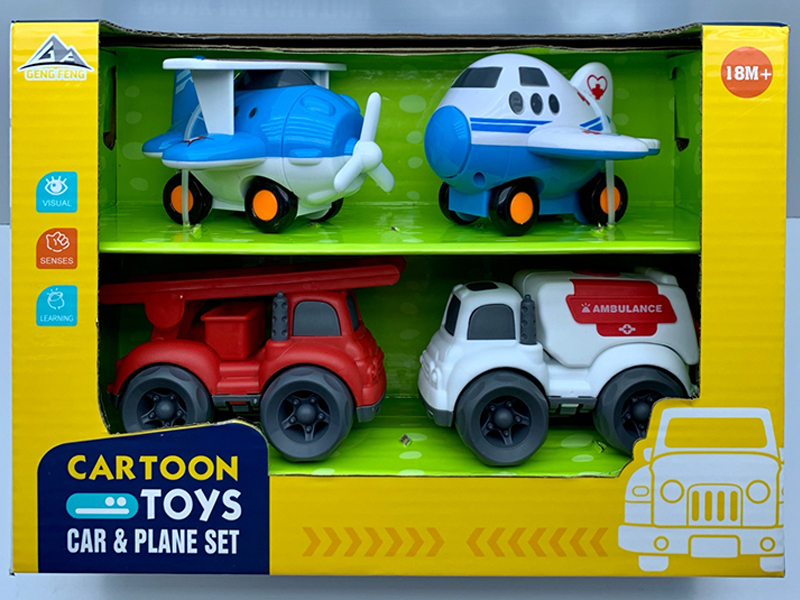 4PCS Friction Cartoon Car Airplane
