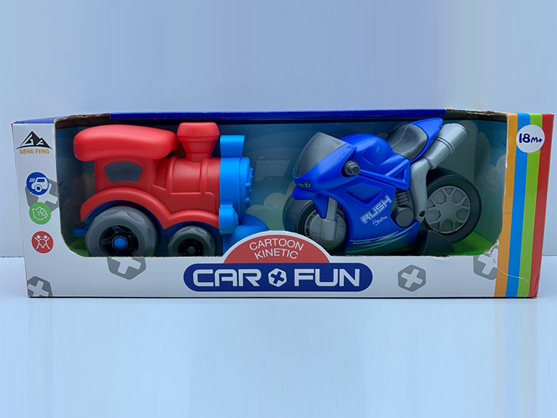 2PCS Friction Train+Pull Back Motorcycle