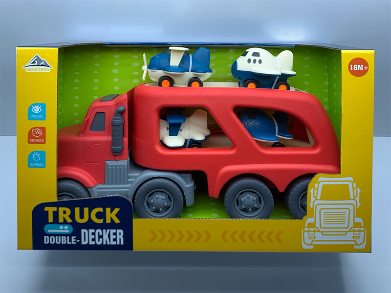 Slide Head Transport Vehicle With Light And Sound+4 Cartoon Planes