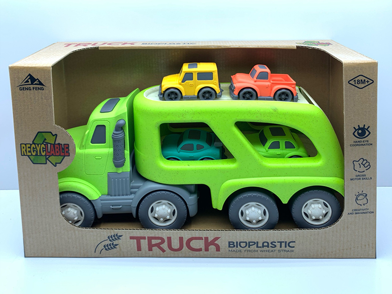 Slide Head Transport Vehicle With Light And Sound+4 Cartoon Cars