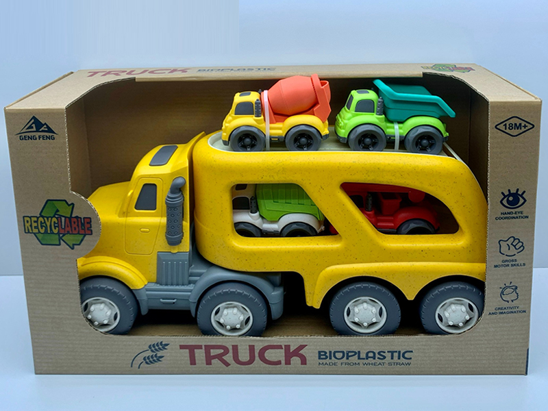 Slide Head Transport Vehicle With Light And Sound+4 Cartoon Cars