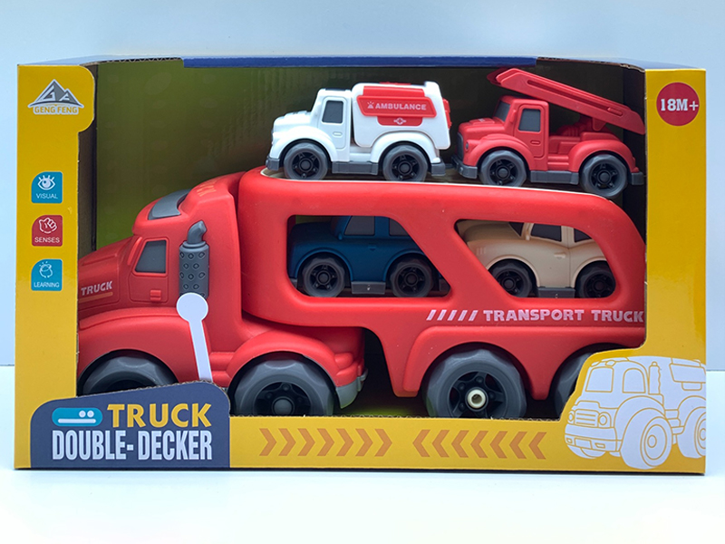 Slide Head Transport Vehicle With Light And Sound+4PCS Slide Vehicle