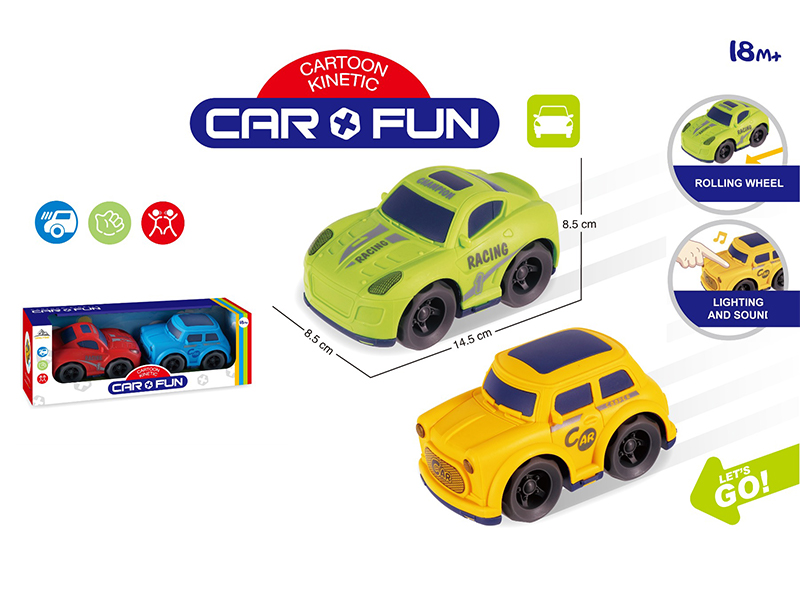 2PCS Friction Cartoon Car With Light And Sound