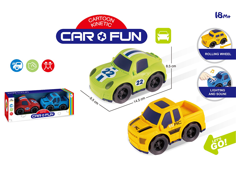 2PCS Friction Cartoon Car With Light And Sound