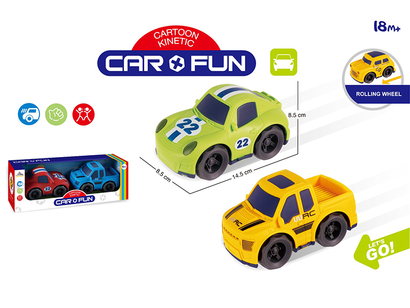 2PCS Friction Cartoon Car（Porsche Sports Car+Pickup Trucks）