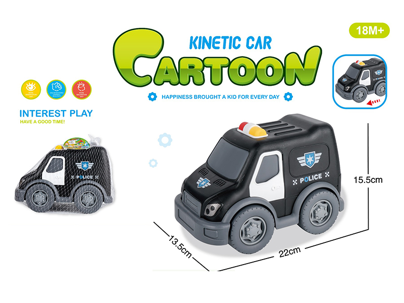 Friction Cartoon Police Car (Black)