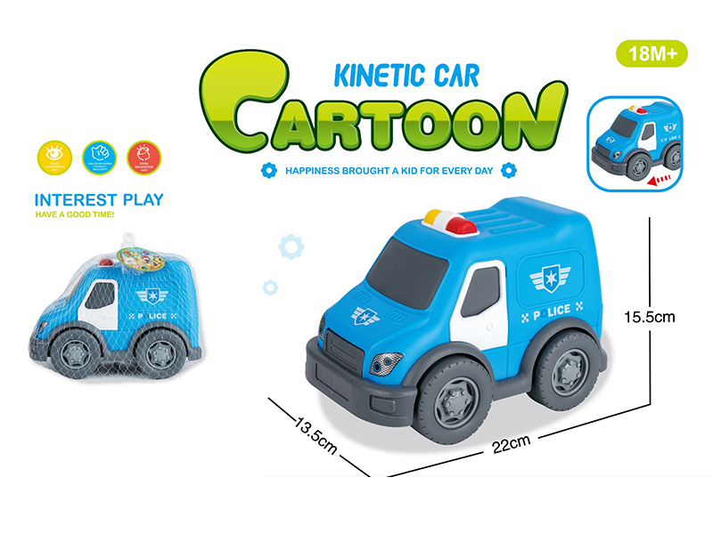 Friction Cartoon Police Car (Blue)