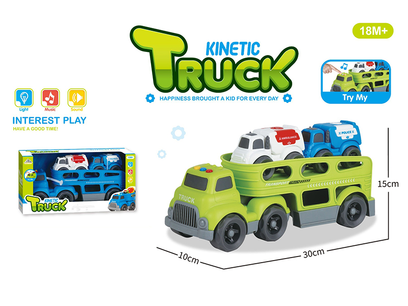 Slide Cartoon Trailer Transport Vehicle With Light And Music+2PCS Slide Cartoon Car