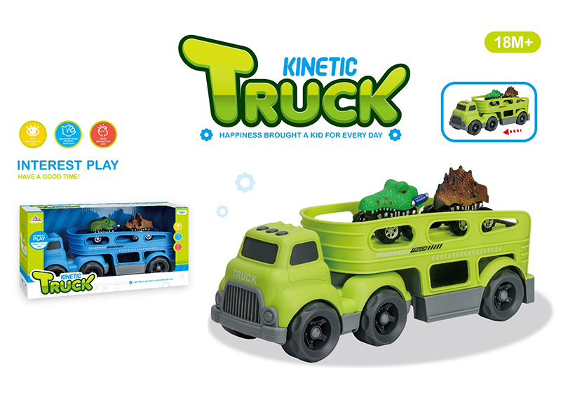 Slide Cartoon Trailer Transport Vehicle+2PCS Pull Back Animal Vehicle