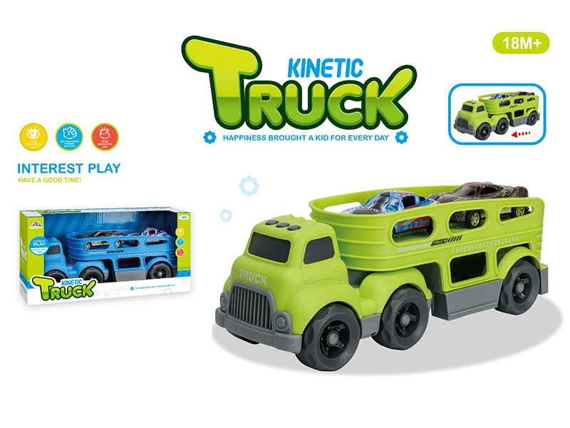 Slide Cartoon Trailer Transport Vehicle+2PCS Pull Back Alloy Car