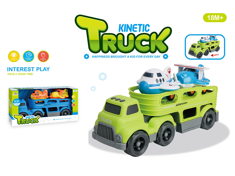 Slide Cartoon Trailer Transport Vehicle+2PCS Slide Cartoon Aircraft