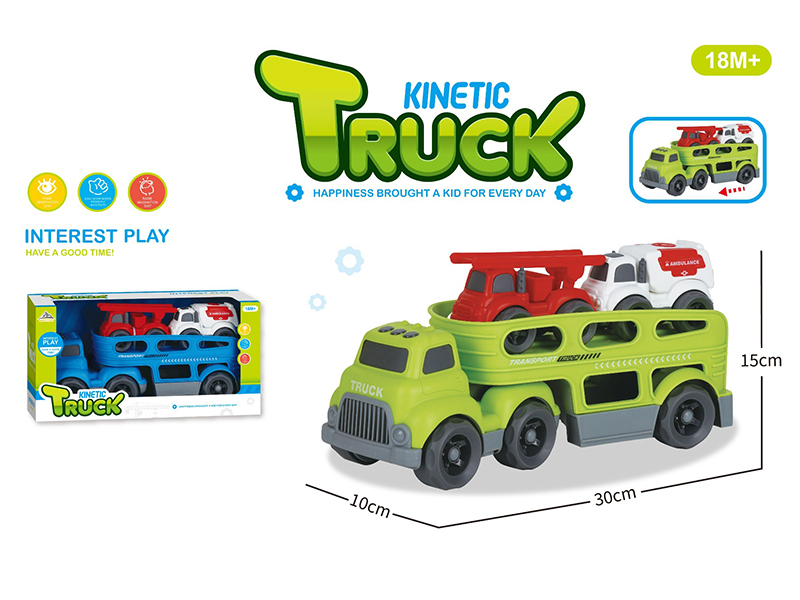 Slide Cartoon Trailer Transport Vehicle+2PCS Slide Cartoon Car