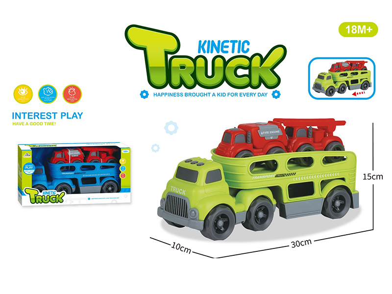 Slide Cartoon Trailer Transport Vehicle+2 Slide Cartoon Cars