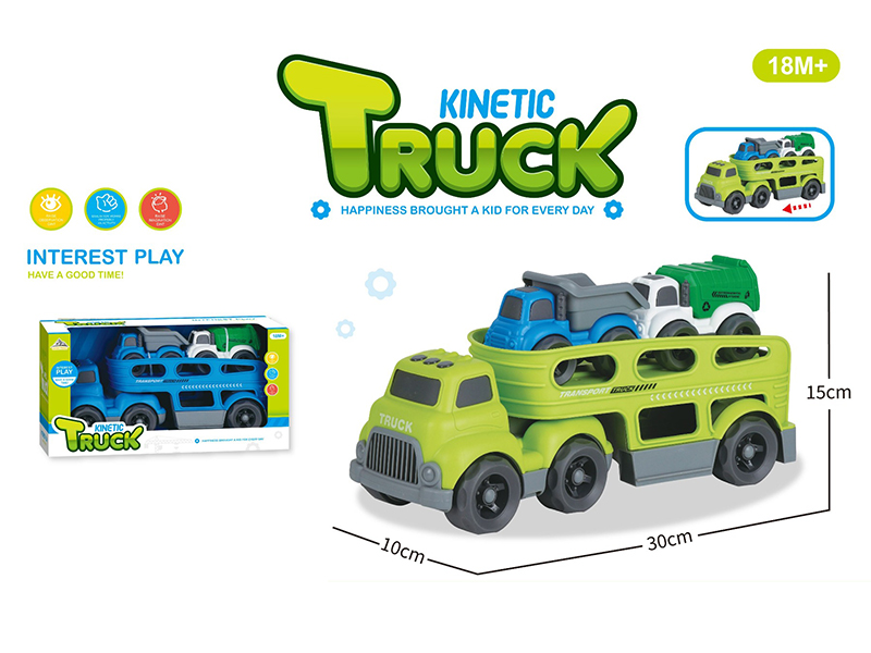 Slide Cartoon Trailer Transport Vehicle+2 Slide Cartoon Cars