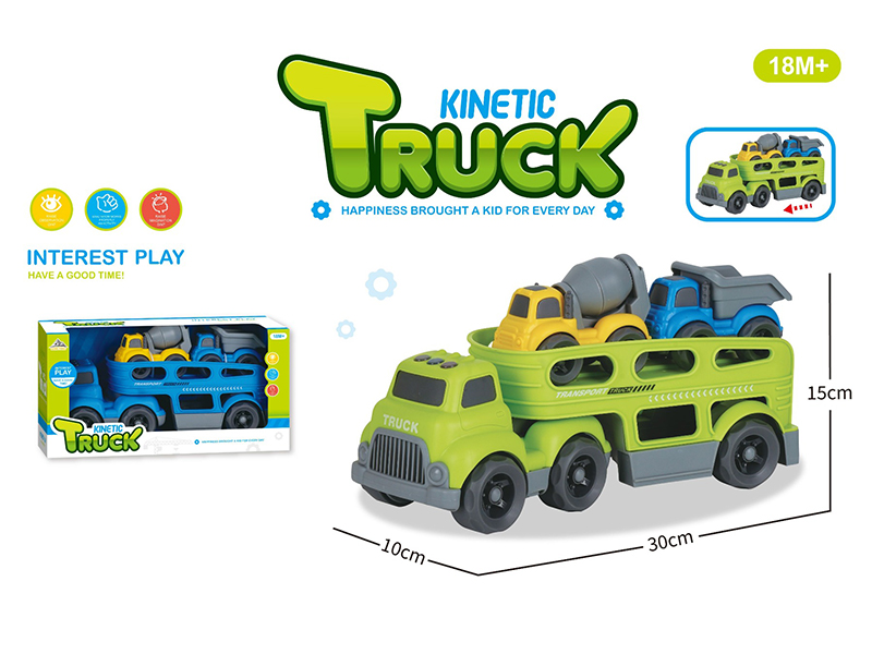 Slide Cartoon Trailer Transport Vehicle+2 Slide Cartoon Cars