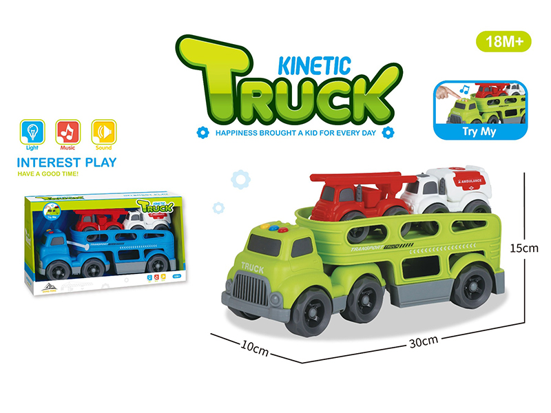 Slide Cartoon Trailer Transport Vehicle With Light And Music+2PCS Slide Cartoon Car