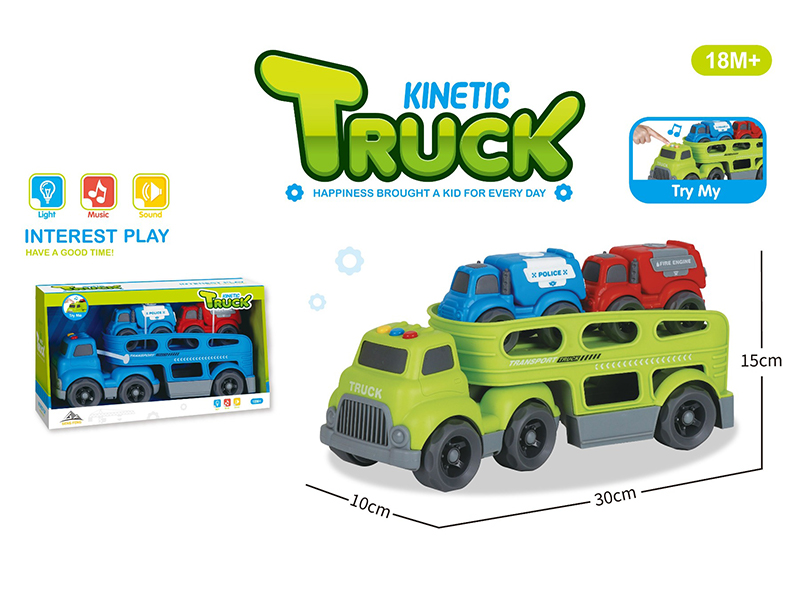 Slide Cartoon Trailer Transport Vehicle With Light And Music+2PCS Slide Cartoon Car