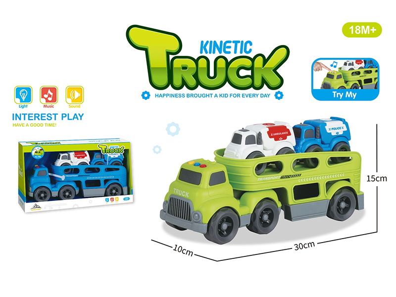 Slide Cartoon Trailer Transport Vehicle With Light And Music+2PCS Slide Cartoon Car