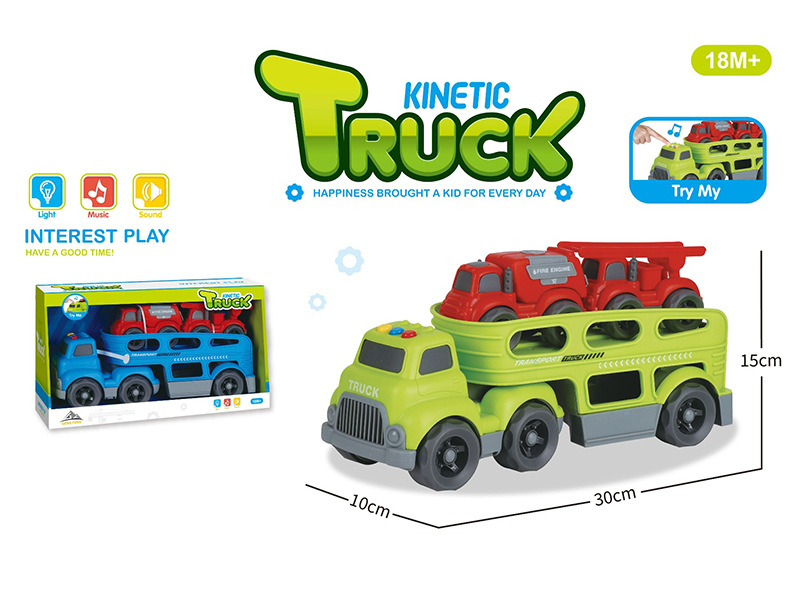 Slide Cartoon Trailer Transport Vehicle With Light And Music+2PCS Slide Cartoon Car