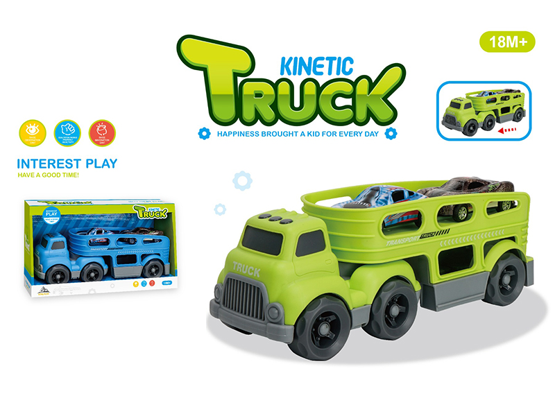 Slide Cartoon Trailer Transport Vehicle+2PCS Pull Back Alloy Car